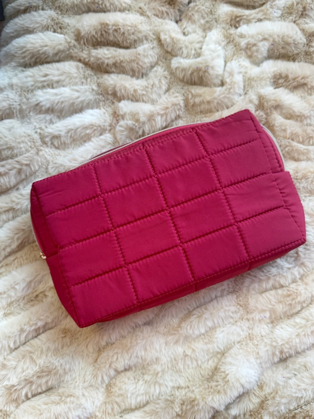 Sephora Quilted Raspberry Cosmetic Pouch